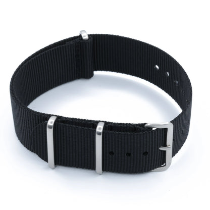 Bracelet nylon NATO Noir (Boucle Acier) Braxen