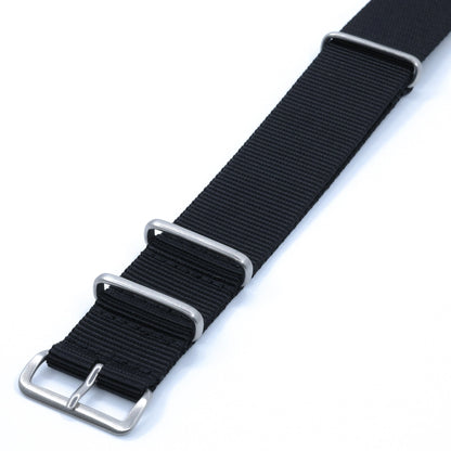 Bracelet nylon NATO Noir (Boucle Acier) Braxen