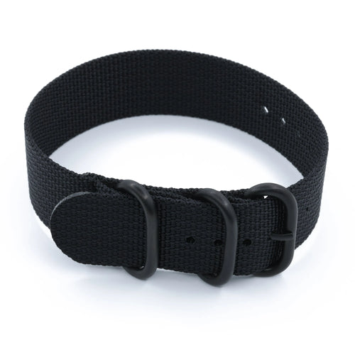 Bracelet nylon ZULU Noir (Boucles Noires) Braxen