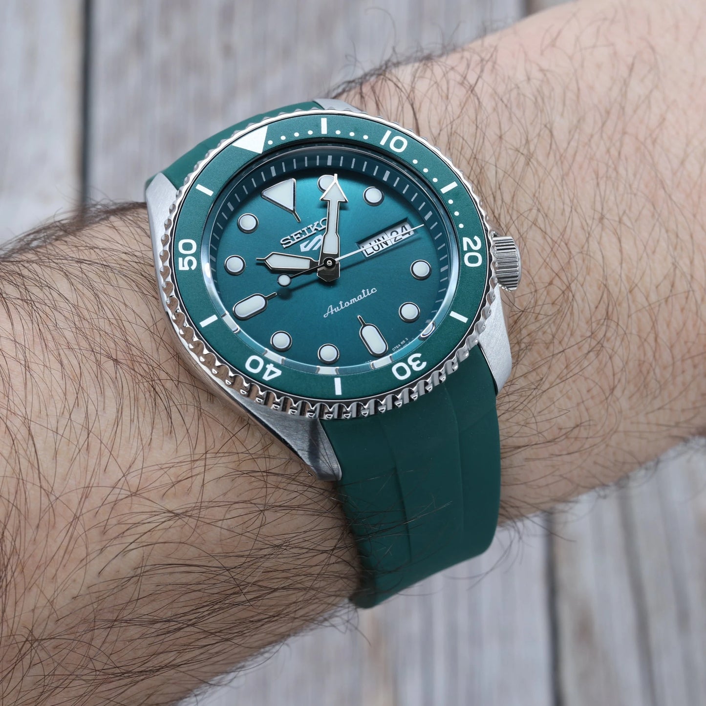 Rubber Strap Vert pour Seiko 5 42,5mm Braxen