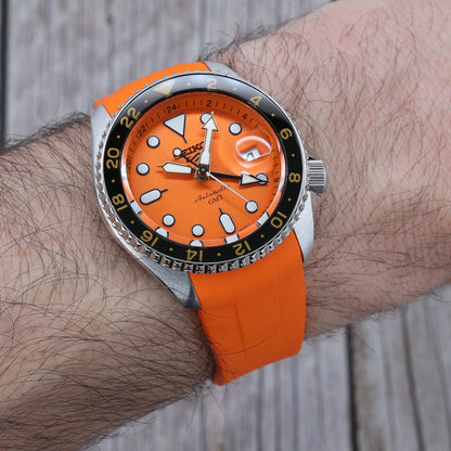 Rubber Strap Orange pour Seiko 5 GMT Braxen