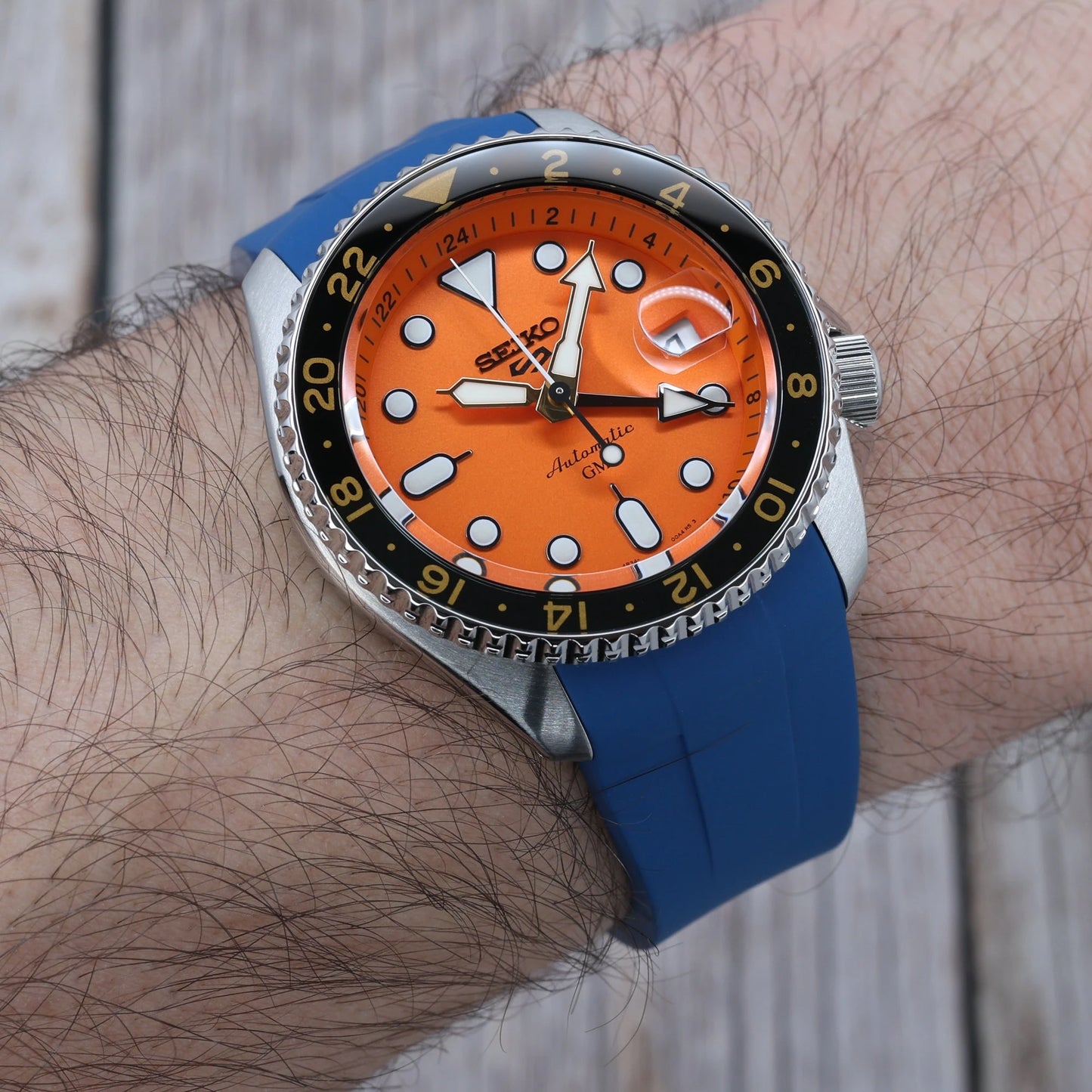 Rubber Strap Bleu pour Seiko 5 GMT Braxen