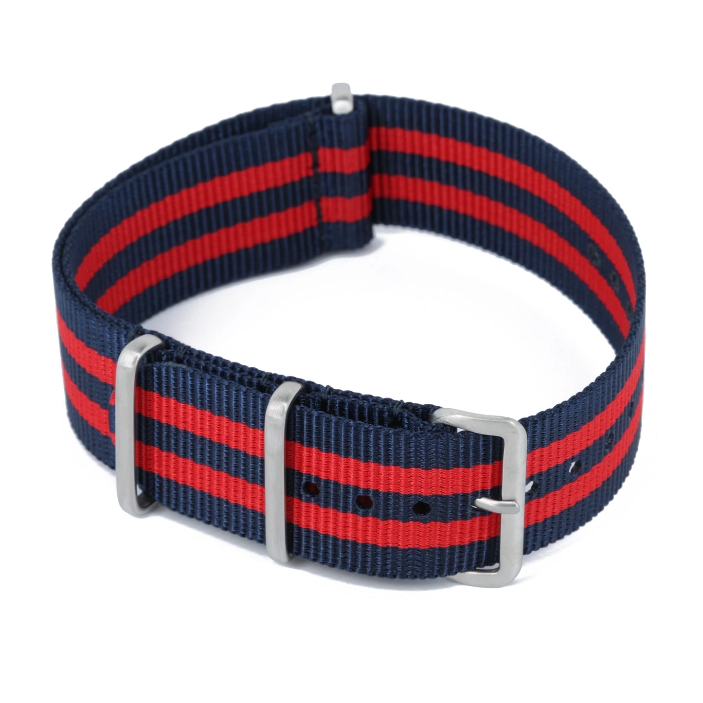 Bracelet nylon NATO Bleu Marine Rouge (Boucle Acier) Braxen