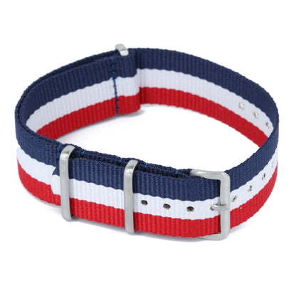 Bracelet nylon NATO Tricolore Bleu Blanc Rouge (Boucle Acier) Braxen