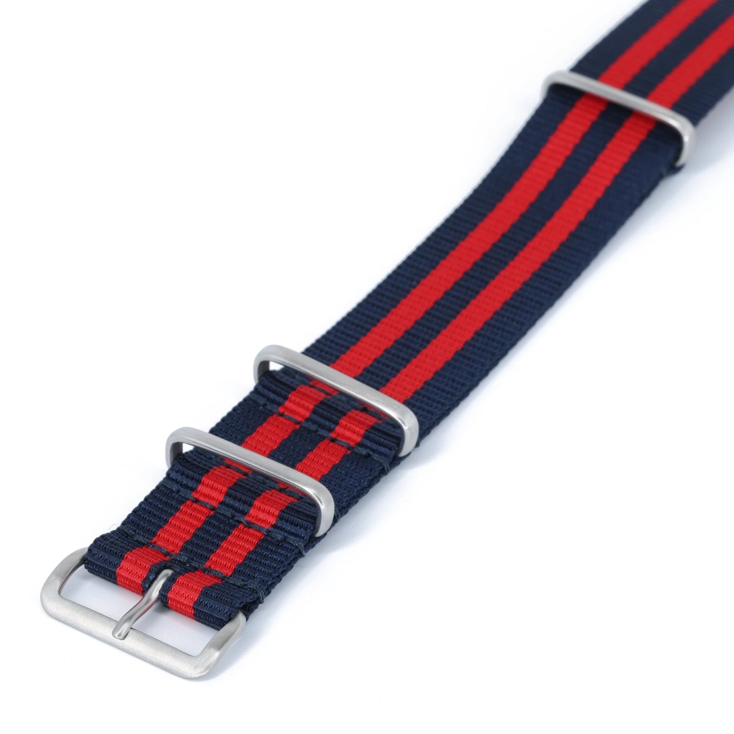 Bracelet nylon NATO Bleu Marine Rouge (Boucle Acier) Braxen