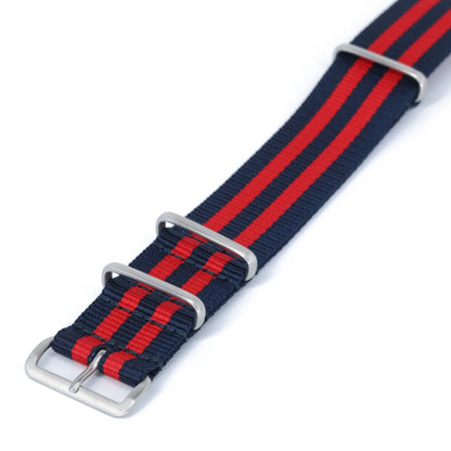 Bracelet nylon NATO Bleu Marine Rouge (Boucle Acier) Braxen