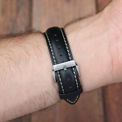 Bracelet Montre Cuir Tradition Noir Braxen
