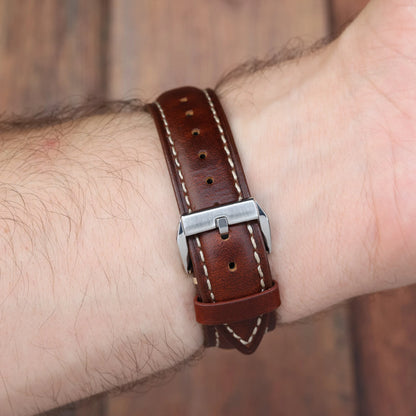 Bracelet Montre Cuir Tradition Marron Braxen