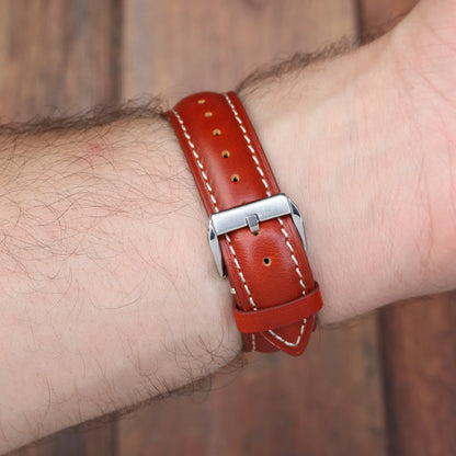 Bracelet Montre Cuir Tradition Rouge Braxen