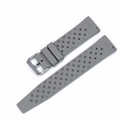 Bracelet Montre Caoutchouc FKM Gris Perforé Vintage Diver Braxen