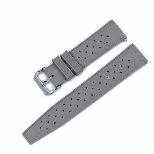 Bracelet Montre Caoutchouc FKM Gris Perforé Vintage Diver Braxen