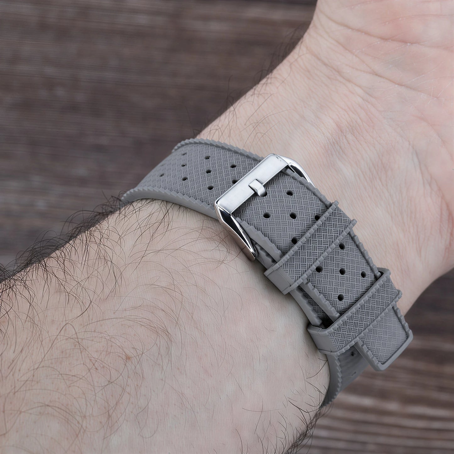 Bracelet Montre Caoutchouc FKM Gris Perforé Vintage Diver Braxen
