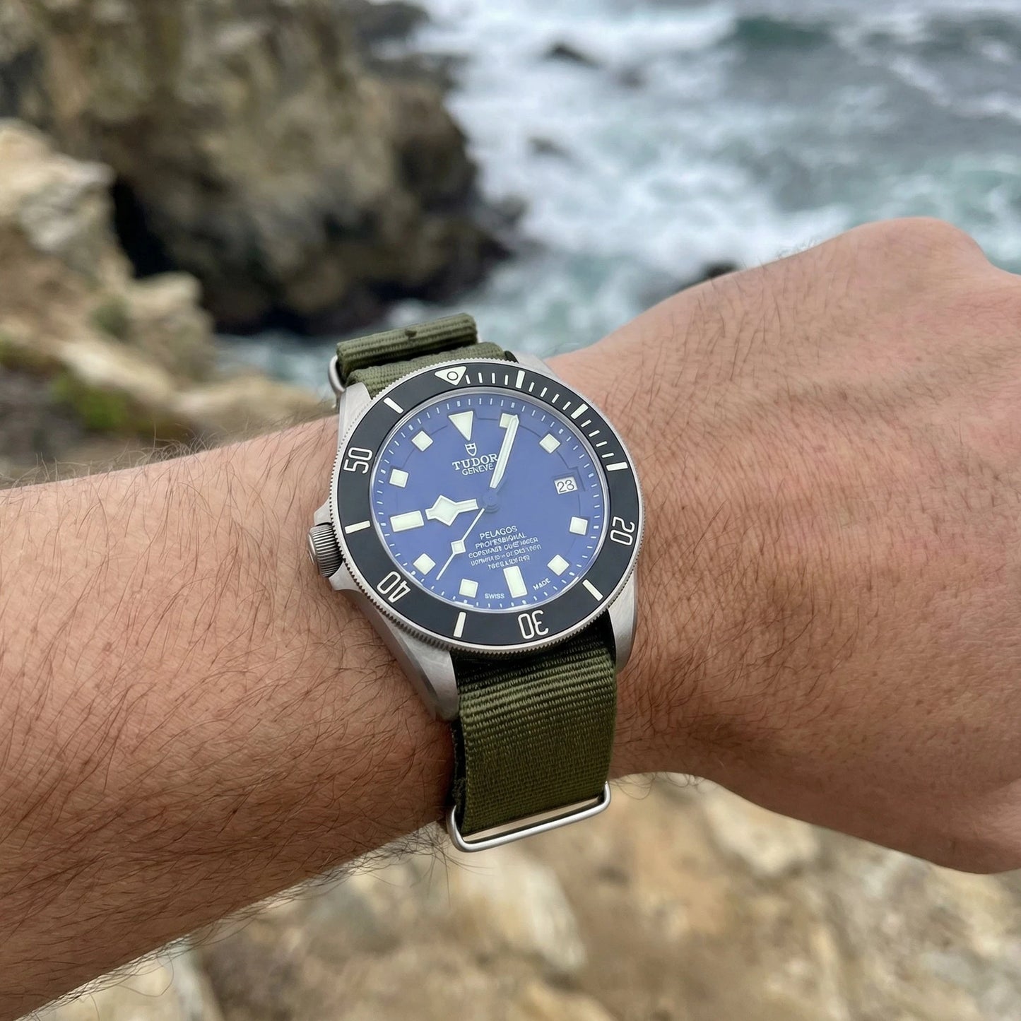 Bracelet nylon NATO Vert Kaki (Boucle Acier) Braxen