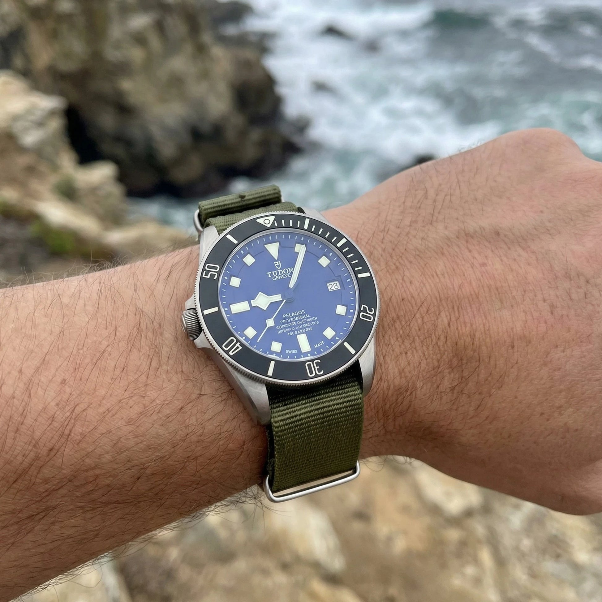 Bracelet nylon NATO Vert Kaki (Boucle Acier) Braxen