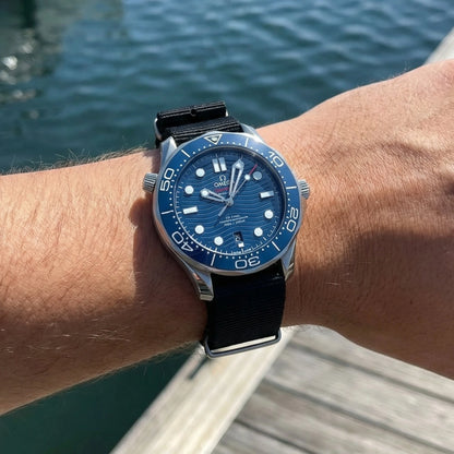 Bracelet nylon NATO Noir (Boucle Acier) Braxen