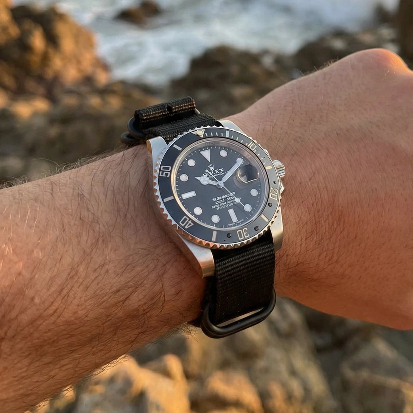 Bracelet nylon ZULU Noir (Boucles Noires) Braxen