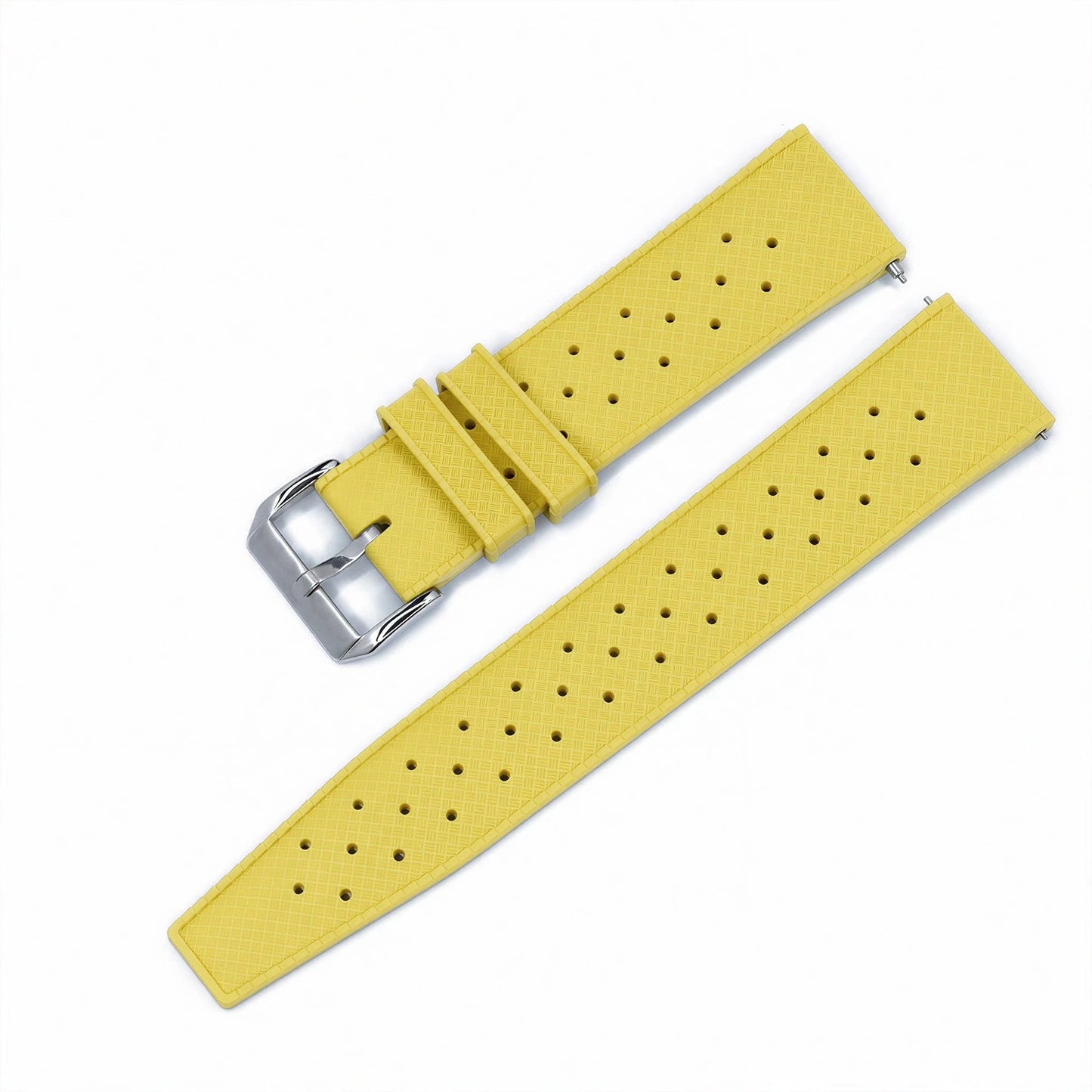 Bracelet Montre Caoutchouc FKM Jaune Perforé Vintage Diver Braxen