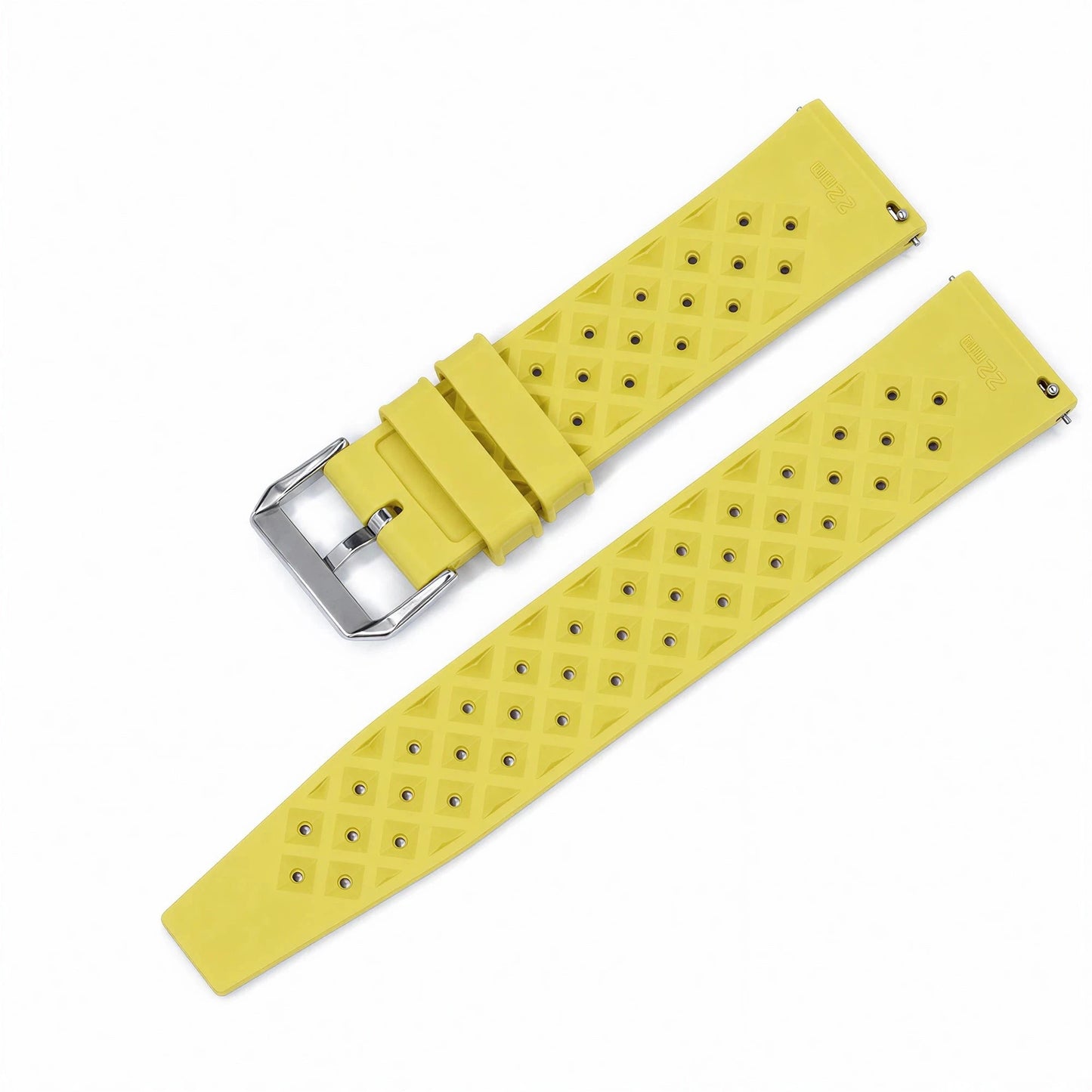 Bracelet Montre Caoutchouc FKM Jaune Perforé Vintage Diver Braxen