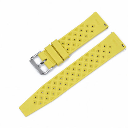 Bracelet Montre Caoutchouc FKM Jaune Perforé Vintage Diver Braxen