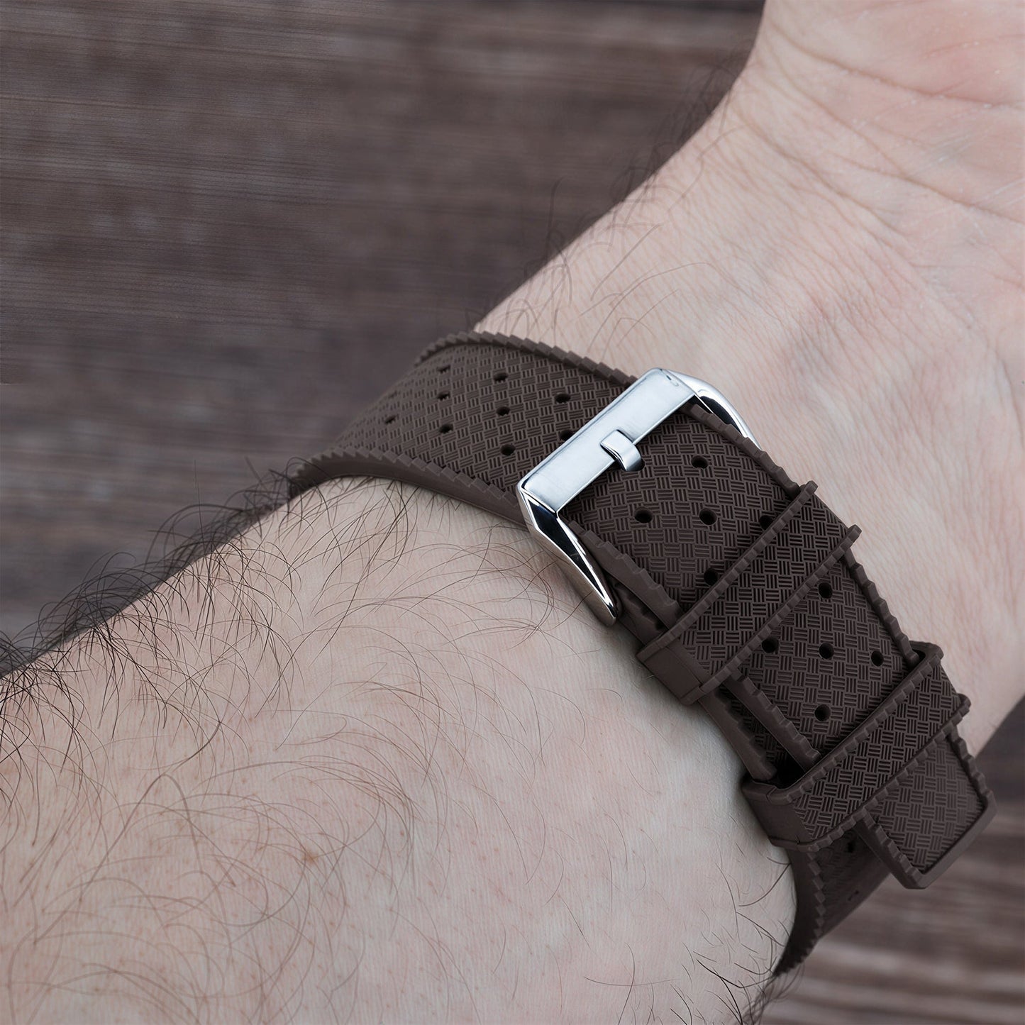 Bracelet Montre Caoutchouc FKM Marron Perforé Vintage Diver Braxen