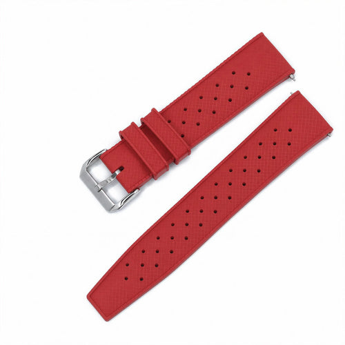 Bracelet Montre Caoutchouc FKM Rouge Perforé Vintage Diver Braxen