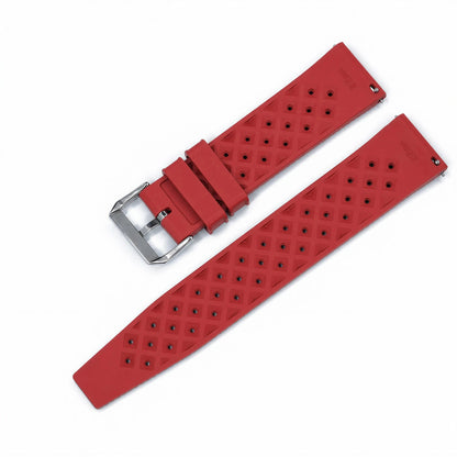 Bracelet Montre Caoutchouc FKM Rouge Perforé Vintage Diver Braxen