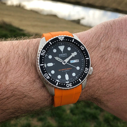 Rubber Strap Orange pour Seiko SKX007 Braxen