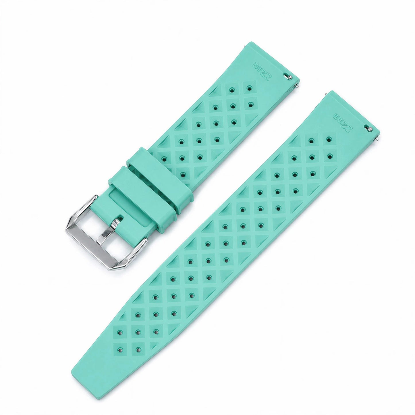 Bracelet Montre Caoutchouc FKM Vert Menthe Perforé Vintage Diver Braxen