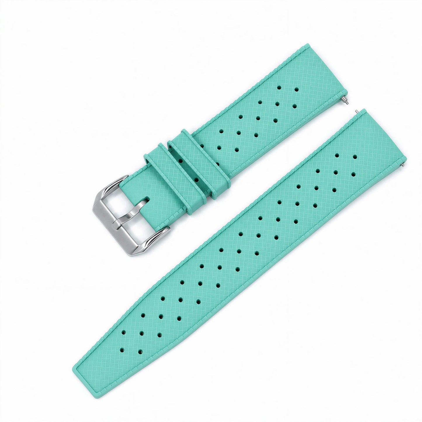 Bracelet Montre Caoutchouc FKM Vert Menthe Perforé Vintage Diver Braxen
