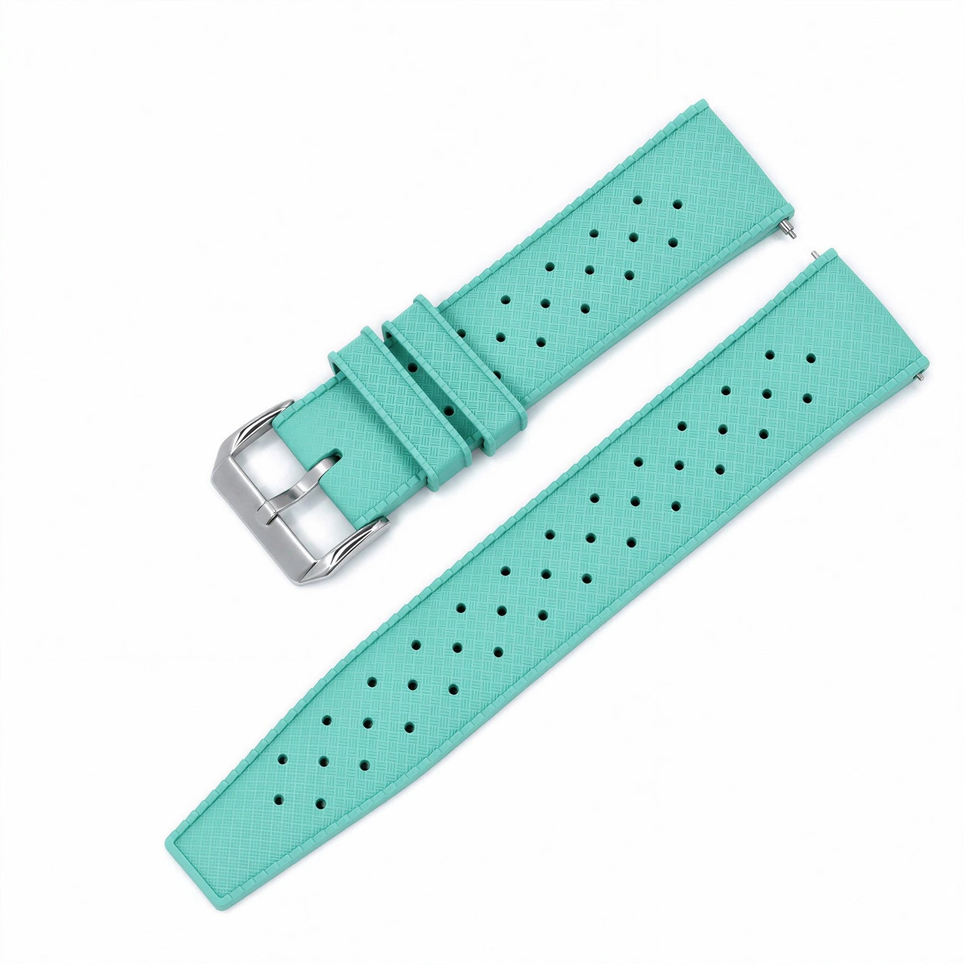 Bracelet Montre Caoutchouc FKM Vert Menthe Perforé Vintage Diver Braxen